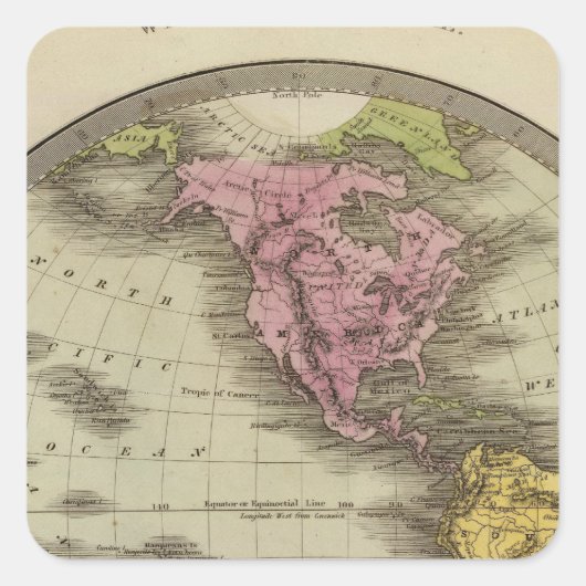 Western Hemisphere 4 Vierkante Sticker (Voorkant)