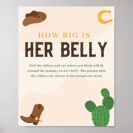 Western Hoe groot is haar buik Baby shower spel Poster
