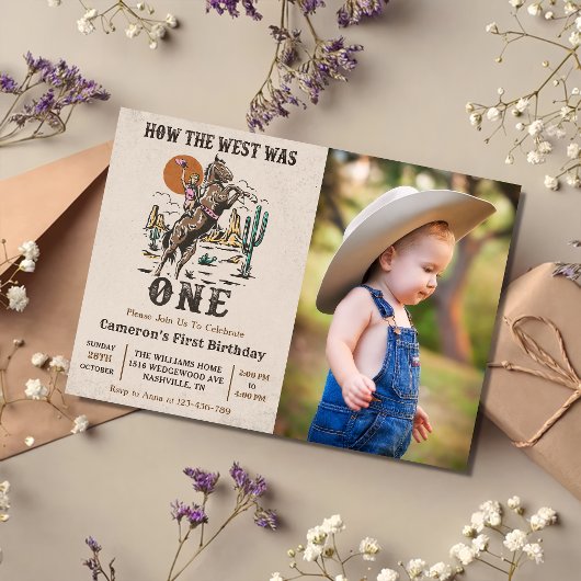 Western hoe het westen een 1e verjaardagsfoto was kaart