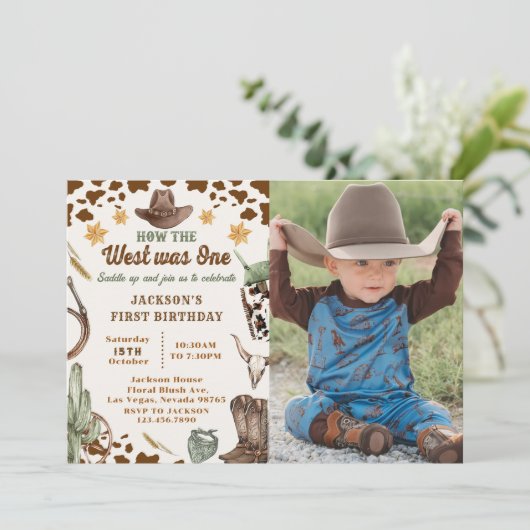 Western hoe het westen één eerste verjaardagsfoto  kaart (Staand voorkant)