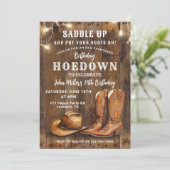 Western Hoedown Birthday with Cowboy Boots and Hat Kaart (Staand voorkant)