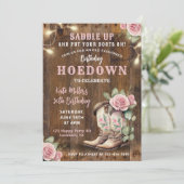 Western Hoedown Floral Cowgirl Verjaardag met laar Kaart (Staand voorkant)