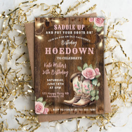 Western Hoedown Floral Cowgirl Verjaardag met laar Kaart