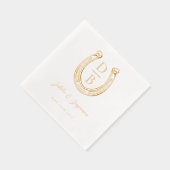 Western Hoefijzer Aangepaste Naam & Monogram Huwel Folie Servetten (Rechts)
