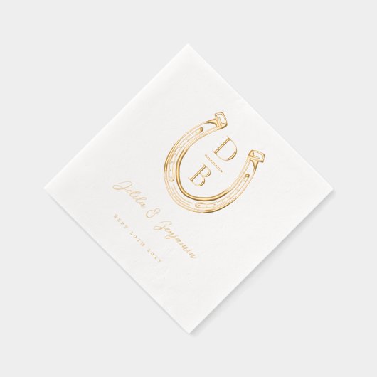 Western Hoefijzer Aangepaste Naam & Monogram Huwel Folie Servetten (Rechts)