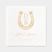 Western Hoefijzer Aangepaste Naam & Monogram Huwel Folie Servetten (Voorkant)