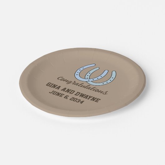 Western Hoefijzer bruiloft gepersonaliseerd papier Papieren Bordje (Gekanteld)