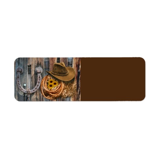 Western Hoefijzer Cowboy Pet Lasso Etiket (Voorkant)