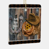 Western Hoefijzer Cowboy Pet Lasso Keramisch Ornament (Rechts)
