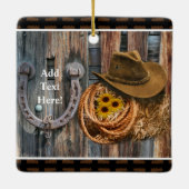 Western Hoefijzer Cowboy Pet Lasso Keramisch Ornament (Achterkant)