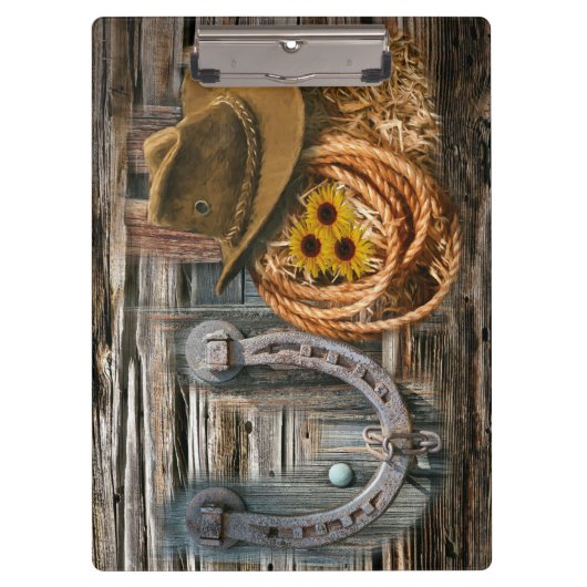 Western Hoefijzer Cowboy Pet Lasso Klembord (Voorkant)