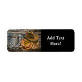 Western Hoefijzer Cowboy Pet Lasso Label (Voorkant)