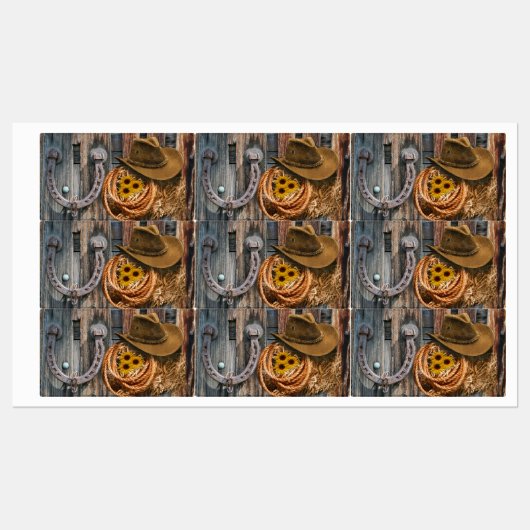 Western Hoefijzer Cowboy Pet Lasso Labels (Vel)
