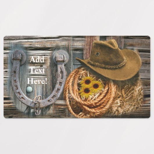 Western Hoefijzer Cowboy Pet Lasso Labels (Design 1)