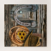 Western Hoefijzer Cowboy Pet Lasso Legpuzzel (Horizontaal)