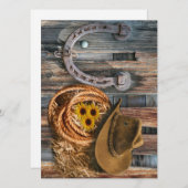 Western Hoefijzer Cowboy Pet Lasso Save The Date (Voorkant / Achterkant)