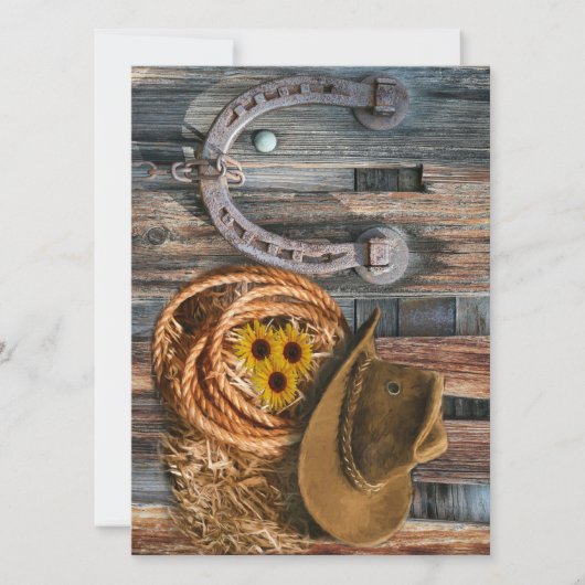 Western Hoefijzer Cowboy Pet Lasso Save The Date (Voorkant)