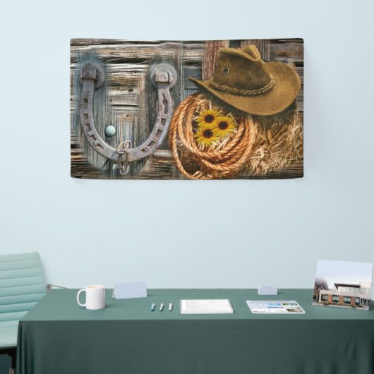 Western Hoefijzer Cowboy Pet Lasso Spandoek (Beurs)