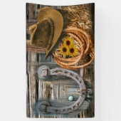 Western Hoefijzer Cowboy Pet Lasso Spandoek (Verticaal)