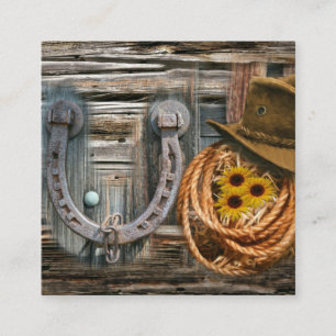 Western Hoefijzer Cowboy Pet Lasso Vierkante Visitekaartje