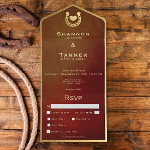 Western Hoefijzer & Hart Bourgondië & Gold Dinner All In One Uitnodiging