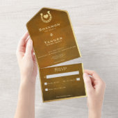 Western Hoefijzer & Hart Bruin & Goud Geen diner All In One Uitnodiging (Afscheurbaar)