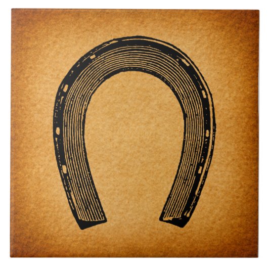 Western Hoefijzer Kunst  Antiek land Kunst Tegeltje (Voorkant)