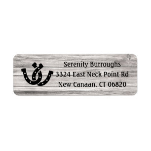 Western Hoefijzer Land Wood Rustic Wedding Etiket