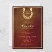 Western Hoefijzer Leather Gold Graduation Party Kaart (Voorkant)