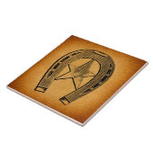 Western Hoefijzer met Star Antiek Hoefijzer Tegeltje (Zijkant)