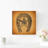 Western Hoefijzer met Star Antiek Hoefijzer Vierkante Klok (Huis)