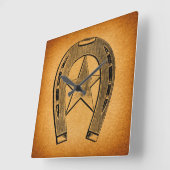 Western Hoefijzer met Star Antiek Hoefijzer Vierkante Klok (Hoek)