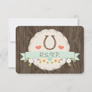 Western Hoefijzer Mint Baby shower RSVP-kaart RSVP Kaartje