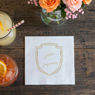 Western Hoefijzer Monogram Crest Wedding Folie Servetten