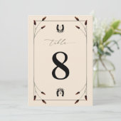 Western Hoefijzer Monogram Tafel Nummer 8 Huwelijk Kaart (Staand voorkant)