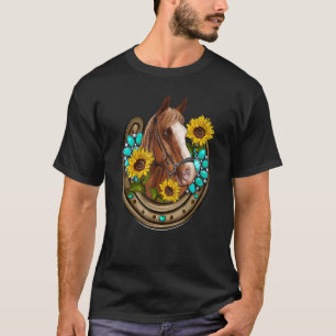 Western Hoefijzer Paarden Rodeo Cowgirl Horse T-shirt