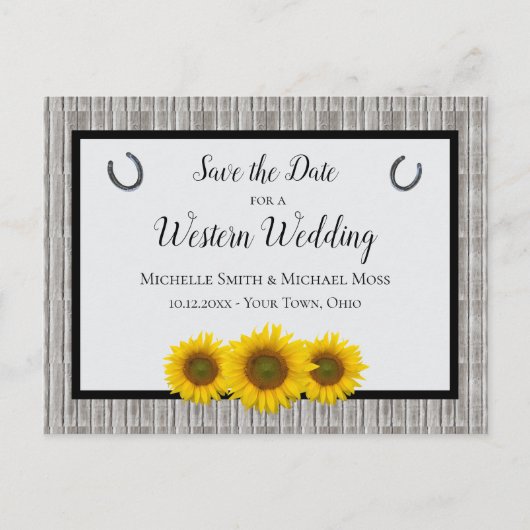 Western Hoefijzer van de Zonnebloem sparen de Datu Aankondigingskaart (Voorkant)