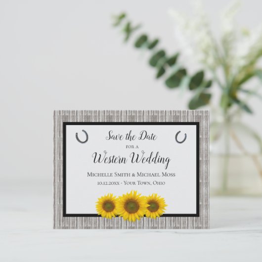 Western Hoefijzer van de Zonnebloem sparen de Datu Aankondigingskaart (Staand voorkant)