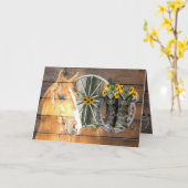 Western Hoefijzer van paardenwagon Cowboy Boots C Kaart (Gele Bloem)