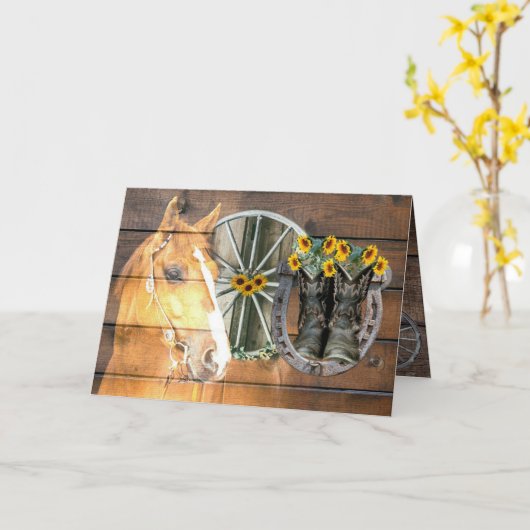 Western Hoefijzer van paardenwagon Cowboy Boots C Kaart (Gele Bloem)