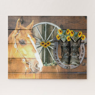 Western Hoefijzer van paardenwagon Cowboy Boots Legpuzzel