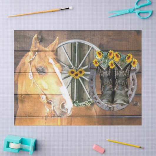 Western Hoefijzer van paardenwagon Cowboy Boots Tissuepapier (Craft)