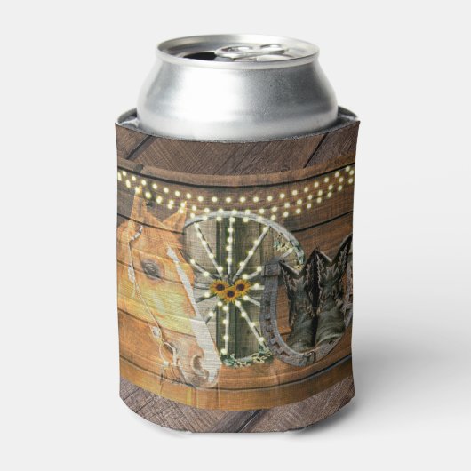 Western Hoefijzer zwoegwiel Cowboy Boots Blikjeskoeler (Blikje Voorkant)