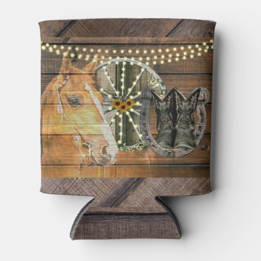 Western Hoefijzer zwoegwiel Cowboy Boots Blikjeskoeler (Voorkant)