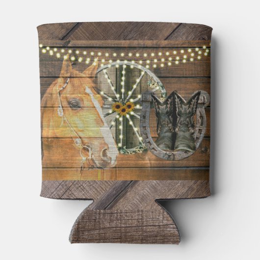 Western Hoefijzer zwoegwiel Cowboy Boots Blikjeskoeler (Achterkant)