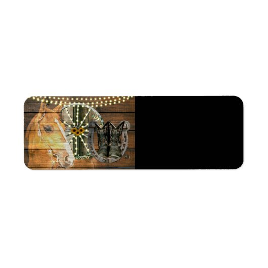 Western Hoefijzer zwoegwiel Cowboy Boots Etiket (Voorkant)