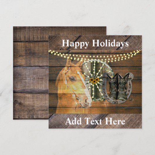 Western Hoefijzer zwoegwiel Cowboy Boots Feestdagenkaart (Voorkant / Achterkant)