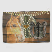 Western Hoefijzer zwoegwiel Cowboy Boots Golfhanddoek (Horizontaal)