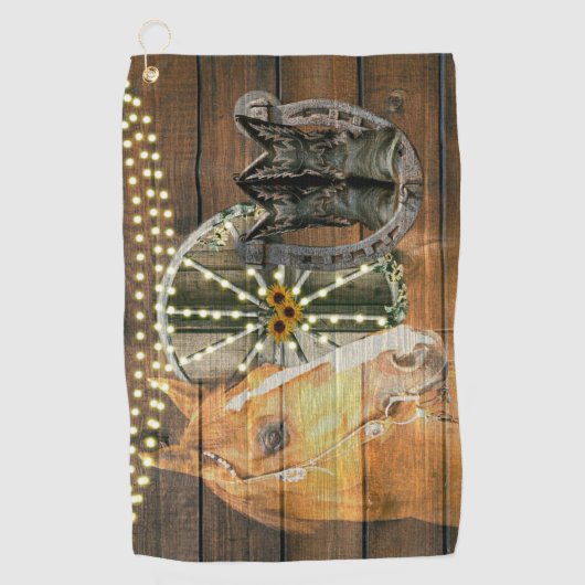 Western Hoefijzer zwoegwiel Cowboy Boots Golfhanddoek (Voorkant)