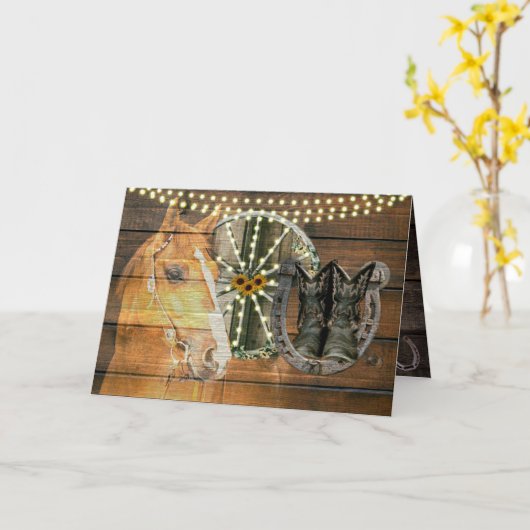 Western Hoefijzer zwoegwiel Cowboy Boots Kaart (Gele Bloem)